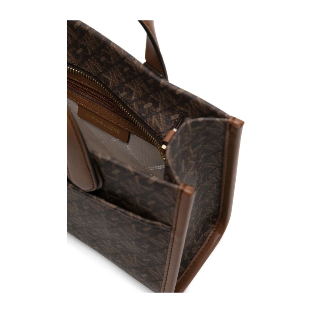 Michael Kors Monogram Patroon Leren Schoudertas Brown Dames