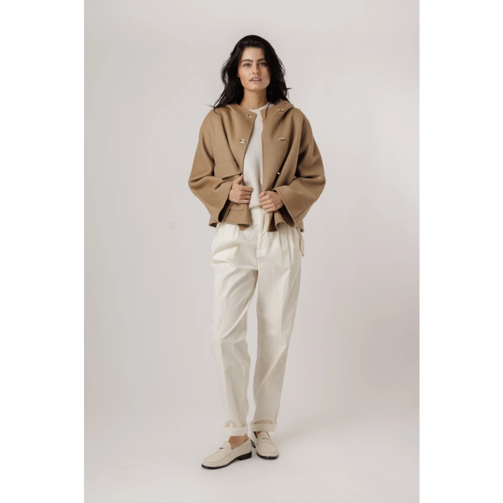 BA&SH Kameel Hooded Jas met Gouden Accenten Brown Dames