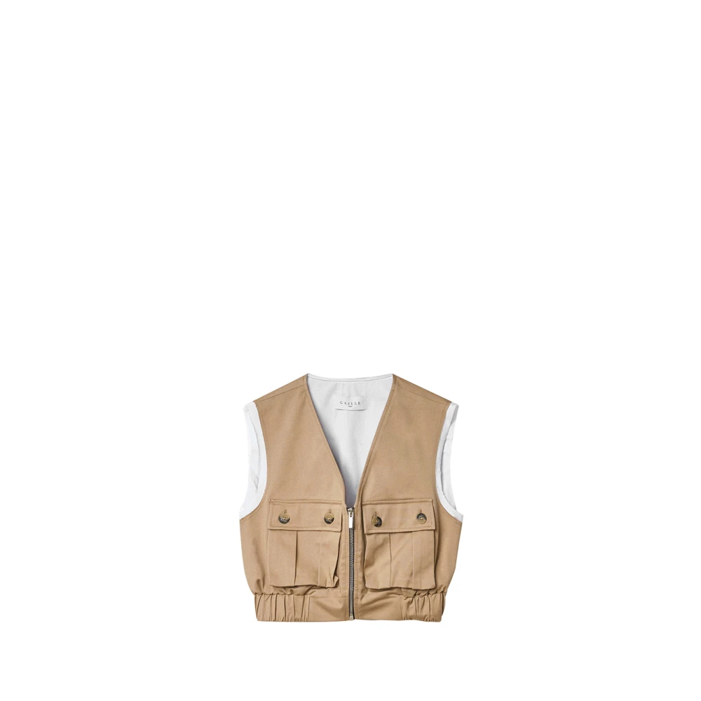 Gaëlle Paris Beige Mouwloze Rits Jas Beige Dames