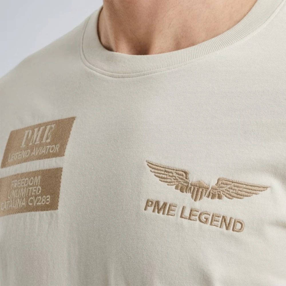PME Legend Cargo Artwork Jersey T-Shirt Beige Heren