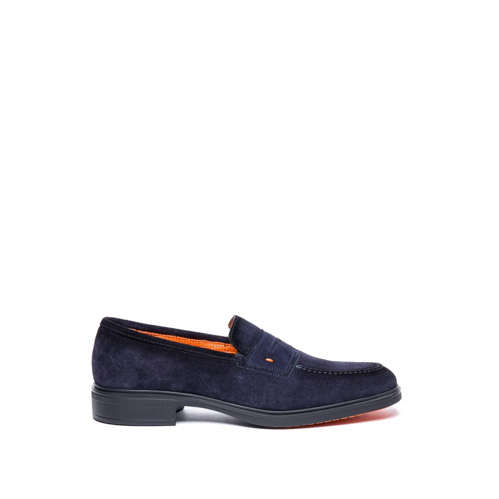 Santoni Blue Loafers, Male, 9 Uk, Easy Loafer