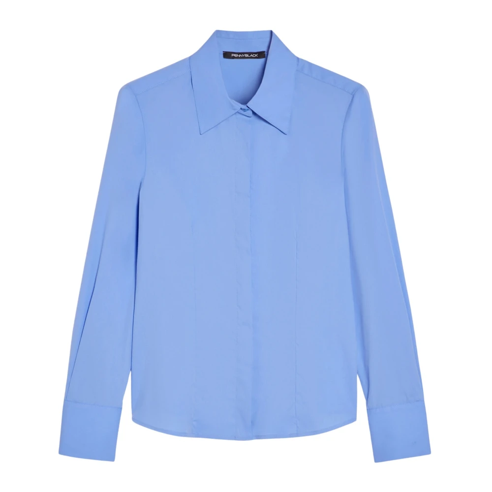 Pennyblack Slim Popeline Shirt Margaret Blue Dames