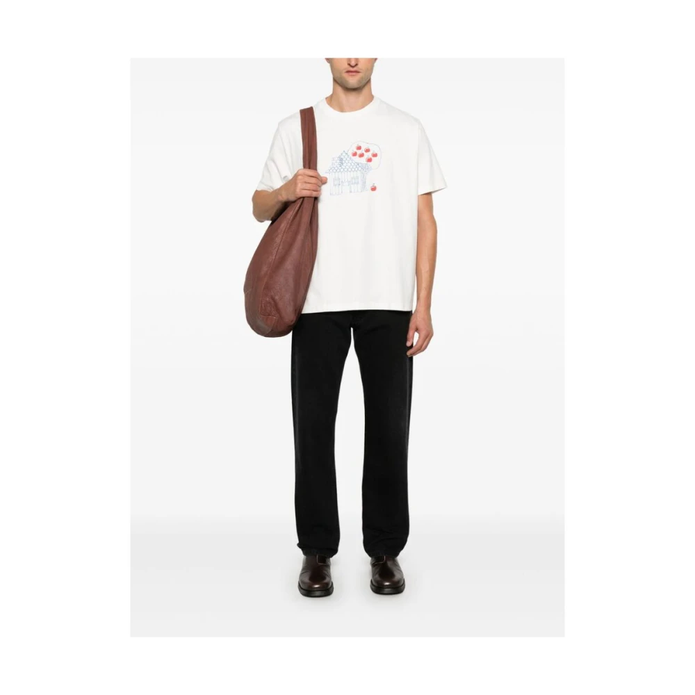 Our Legacy Wit Cartoon Print Crew Neck T-shirt White Heren