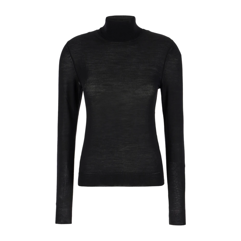 Saint Laurent Women's Black Turtlenecks, L, Cassandre Turtleneck Jumper