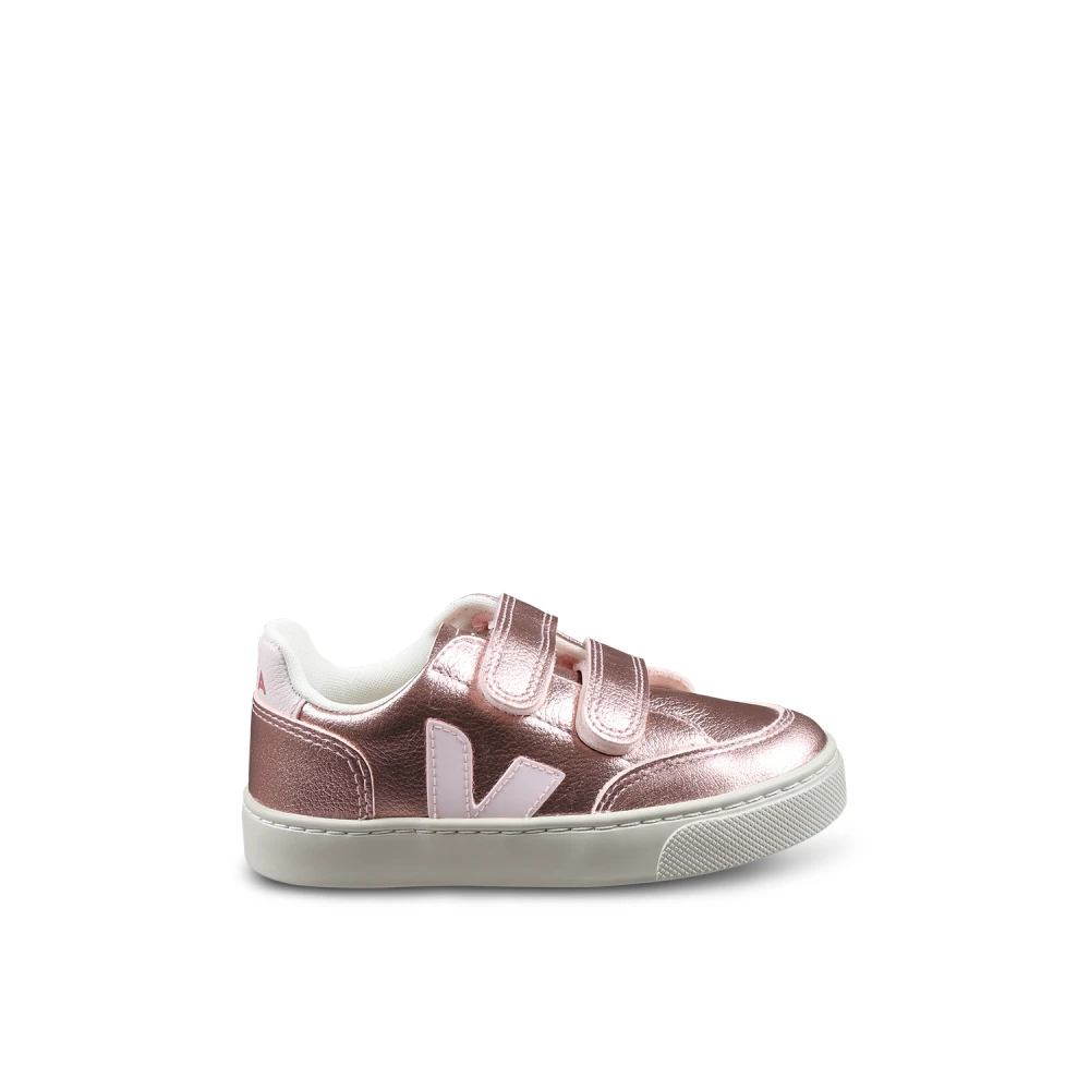 Veja Metallisk Rosa Läder Sneakers med Logo Pink, Unisex