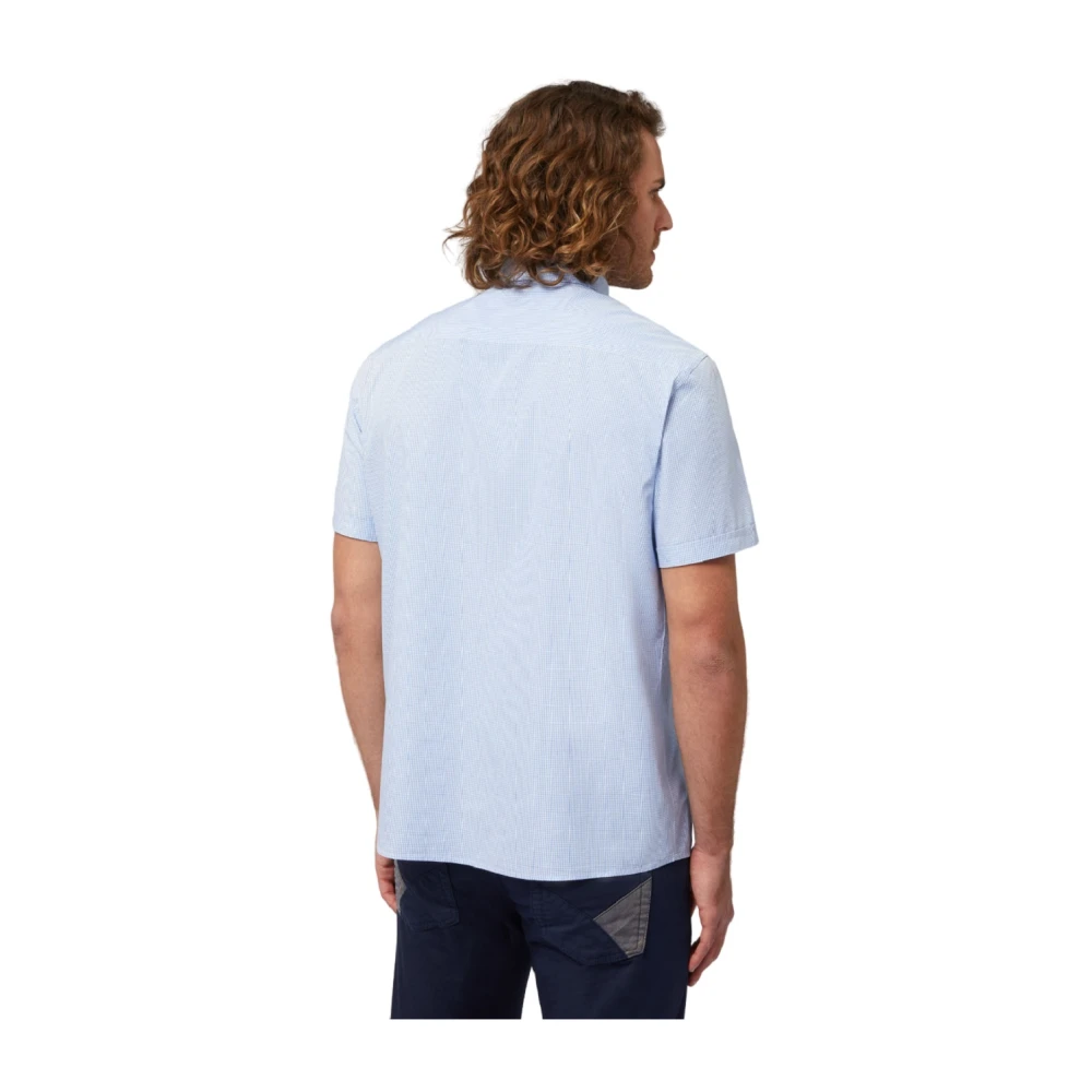 Harmont & Blaine Blauw geruite korte mouwen overhemd Blue Heren