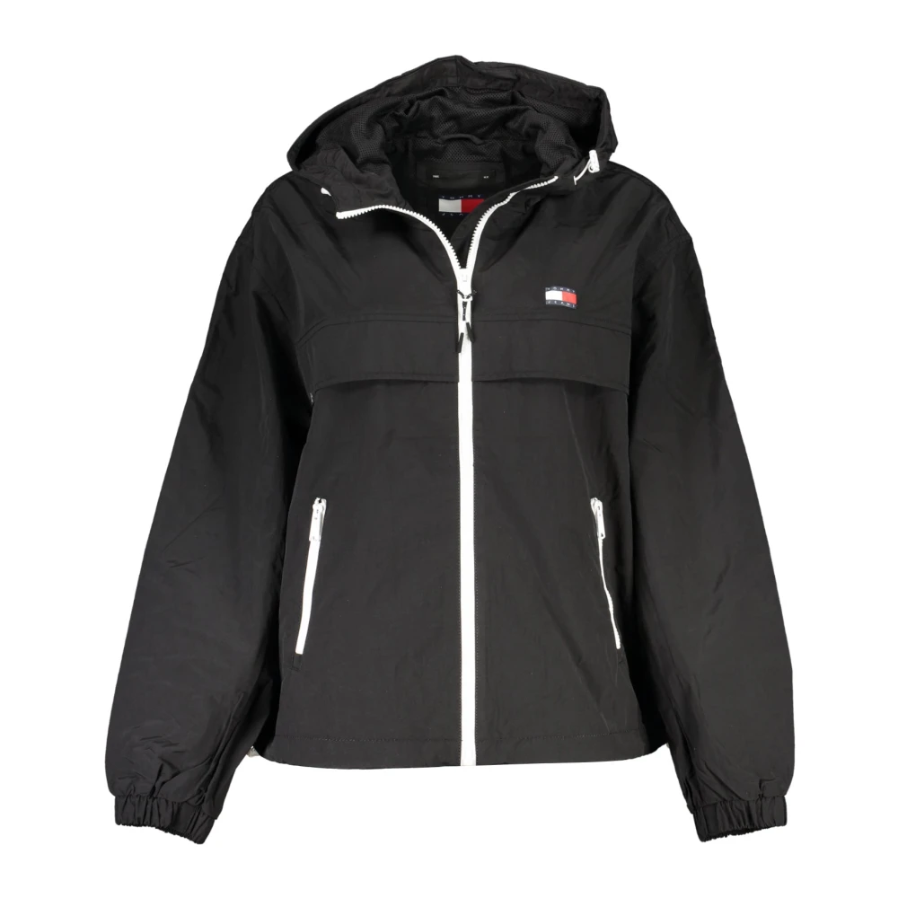 Tommy Hilfiger Sportig huva jacka med logotyp tryck Black, Dam