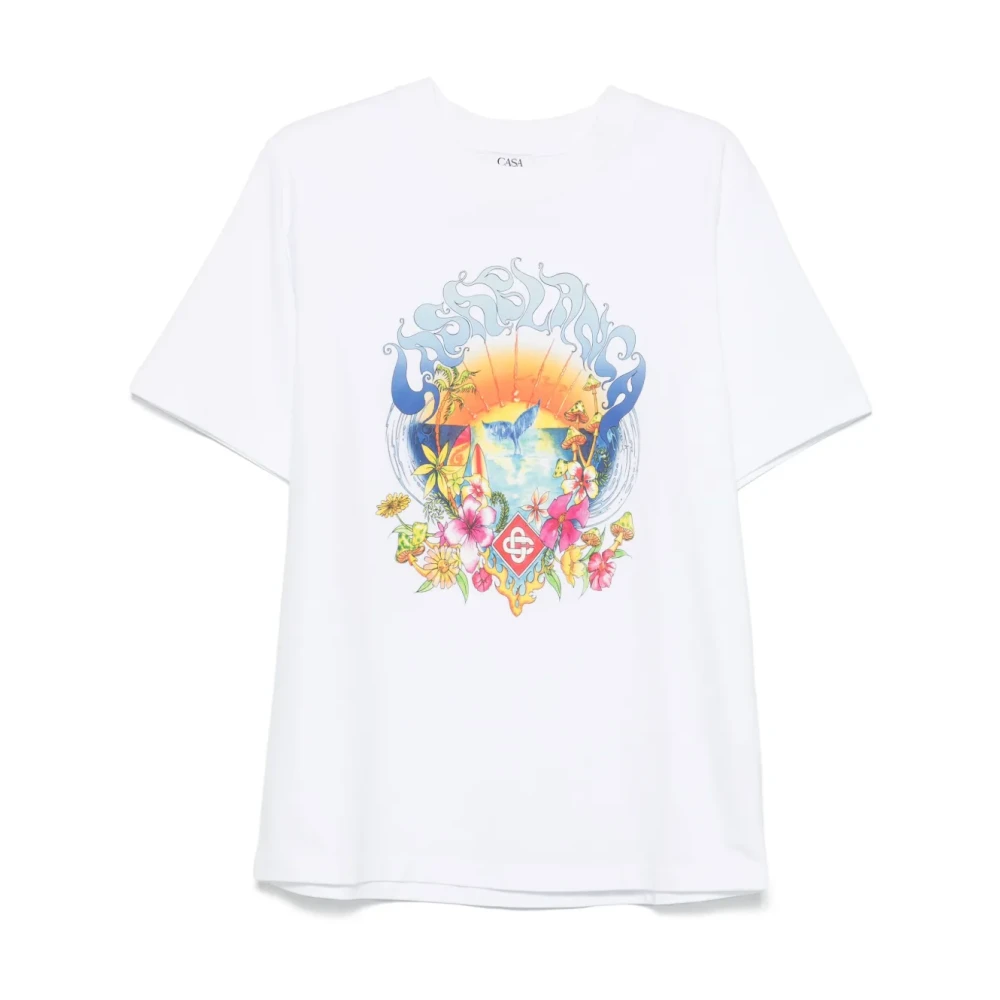 Casablanca Surf Trip T-shirt Korte Mouw Wit White Heren