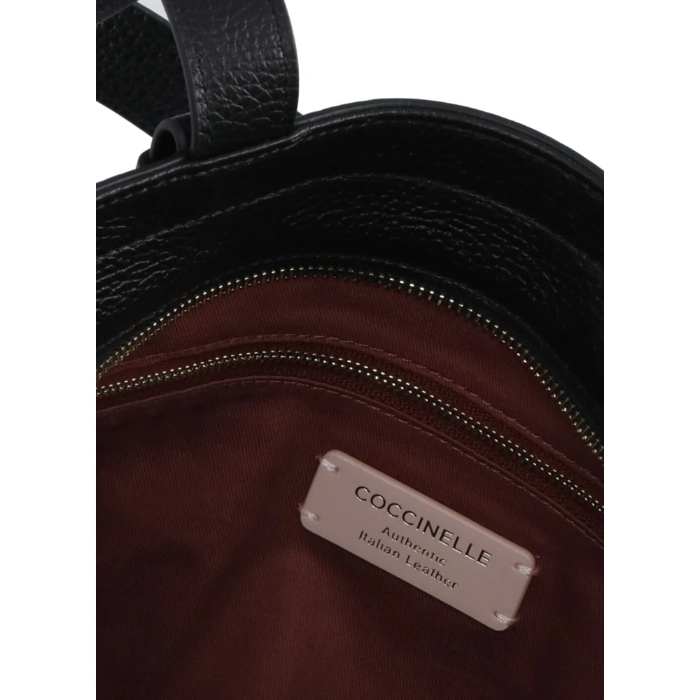 Coccinelle Zwarte Schoudertas van Leer Black Dames