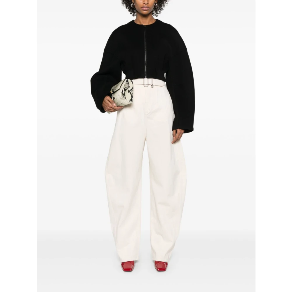 SPORTMAX Zwarte rits voorkant cropped jas Black Dames