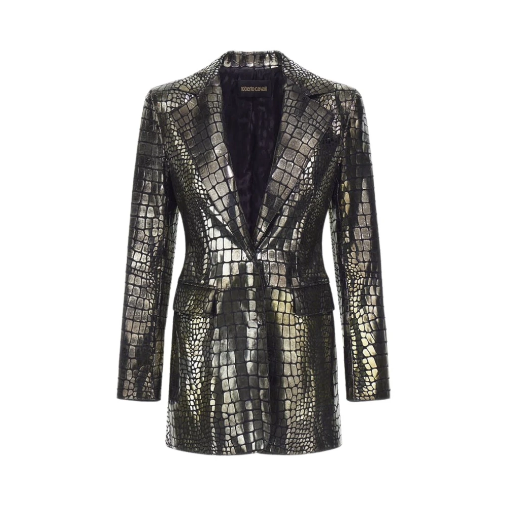 Roberto Cavalli Women's Silver Crocodile Effect Blazer
