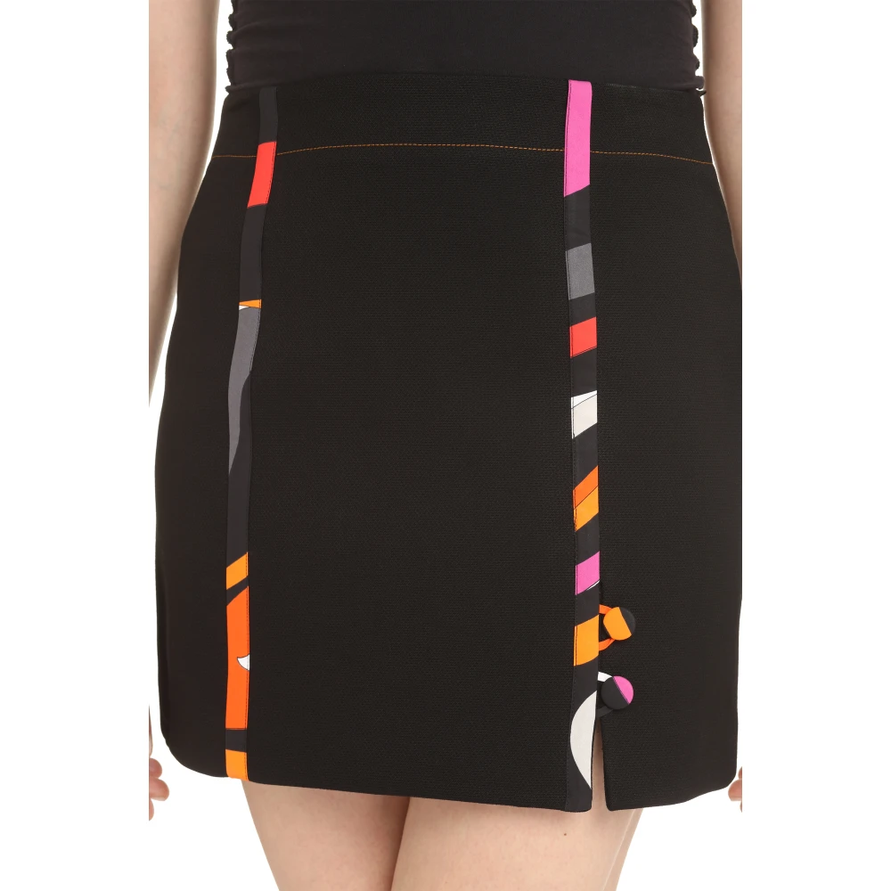 EMILIO PUCCI Contrasterend Gestikte Katoenen Minirok Black Dames