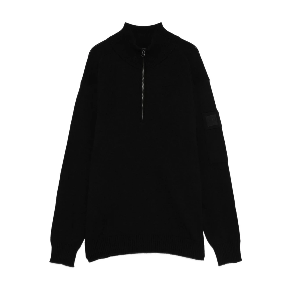 C.p. Company , Turtlenecks, Male, Black, Xl, Black Half Zip Polo Shirt