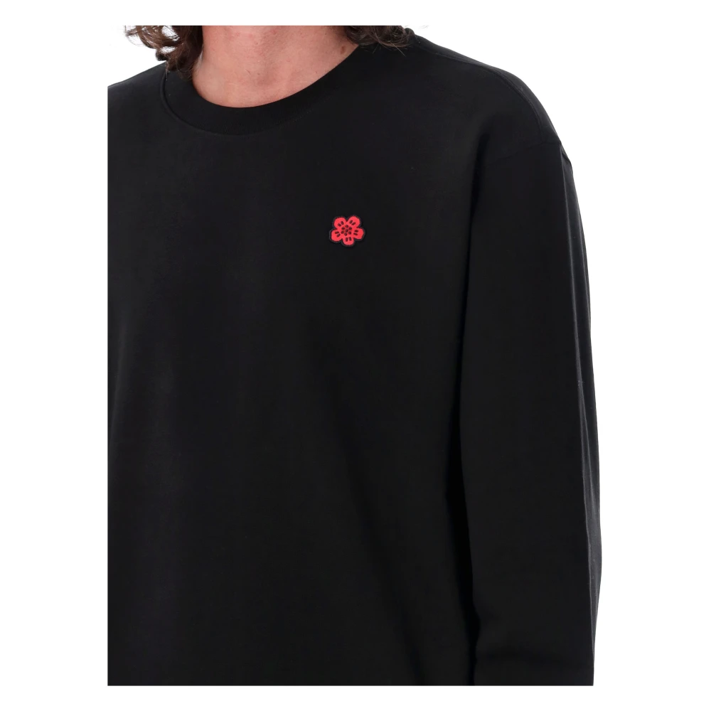 Kenzo Zwarte Bloem Crewneck Gebreide Kleding Black Heren