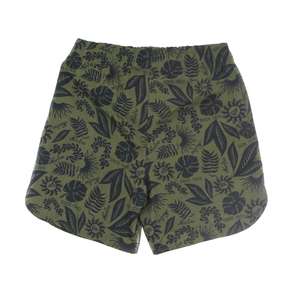 new era Bloemenprint Elastische Taille Shorts Green Heren