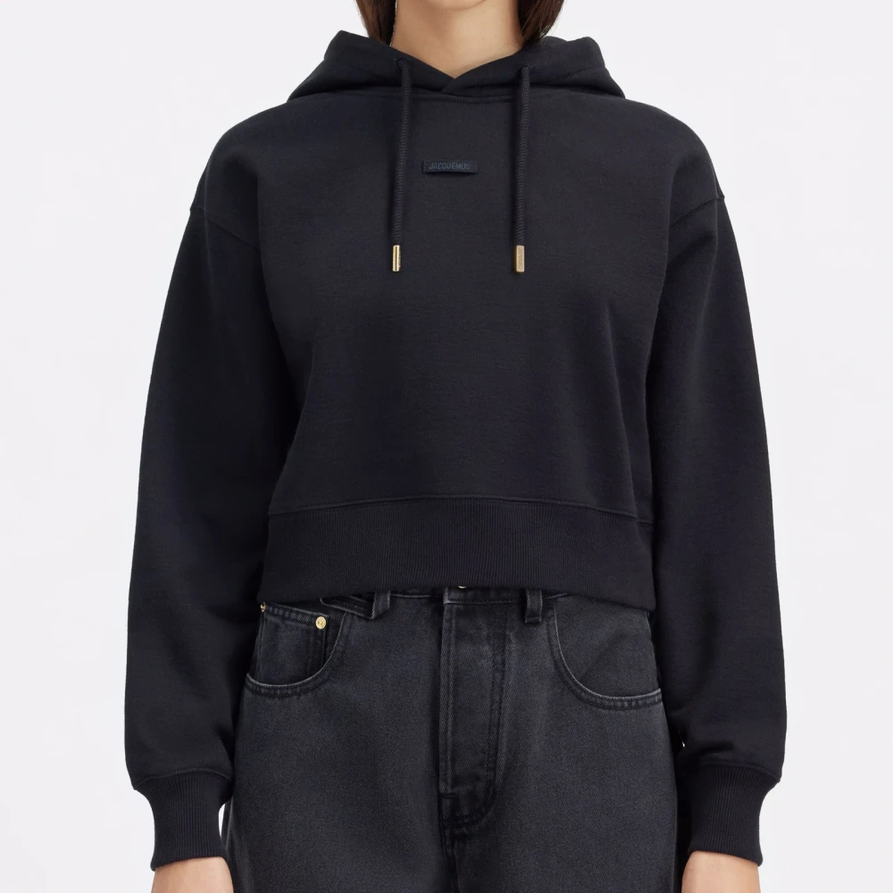 Jacquemus Zwarte Hoodie Gros Grain Black Dames