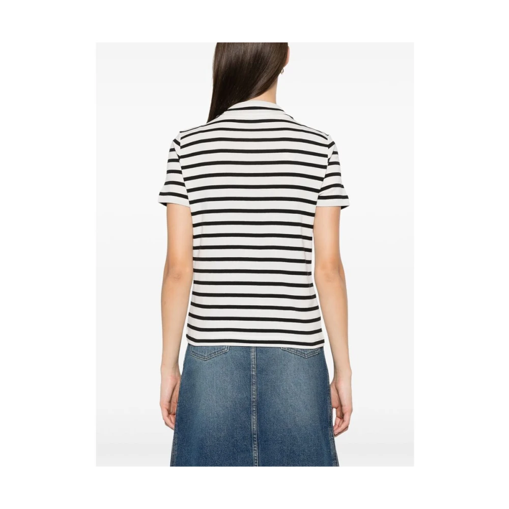 A.p.c. Gestreept Logo T-shirt White Dames