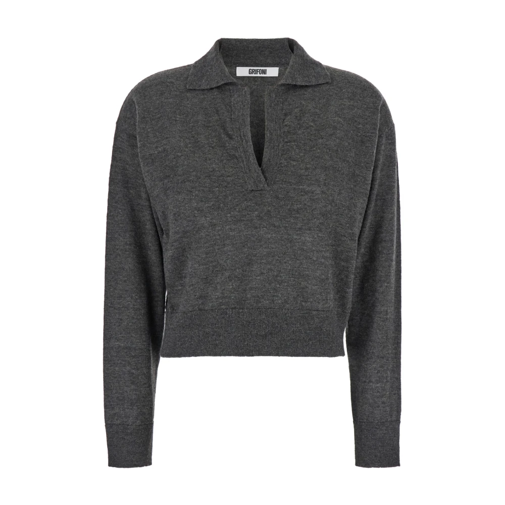 Mauro Grifoni Grijze Gebreide Poloshirt Gray Dames