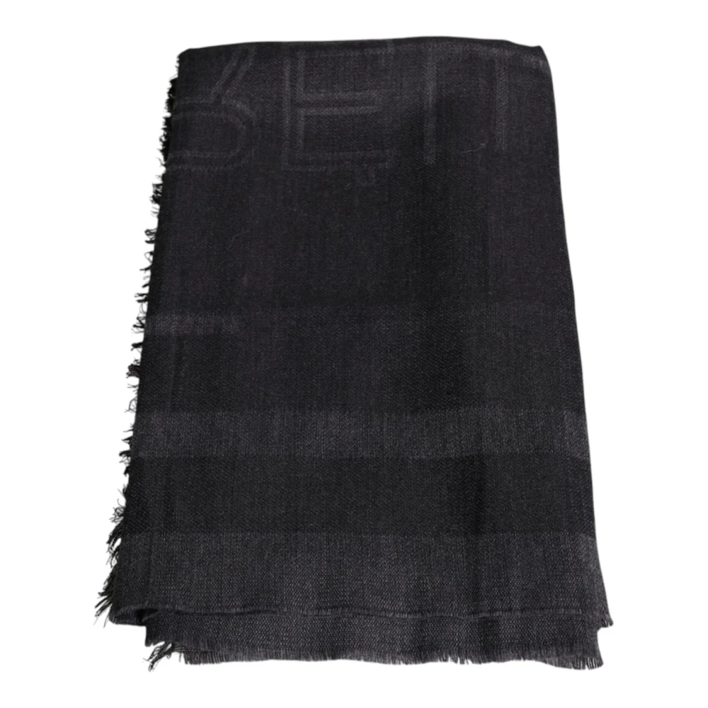 Gianfranco Ferré Men's Gray Patterned Wool Viscose Scarf With Logo - Scarves - One Size- Accessories