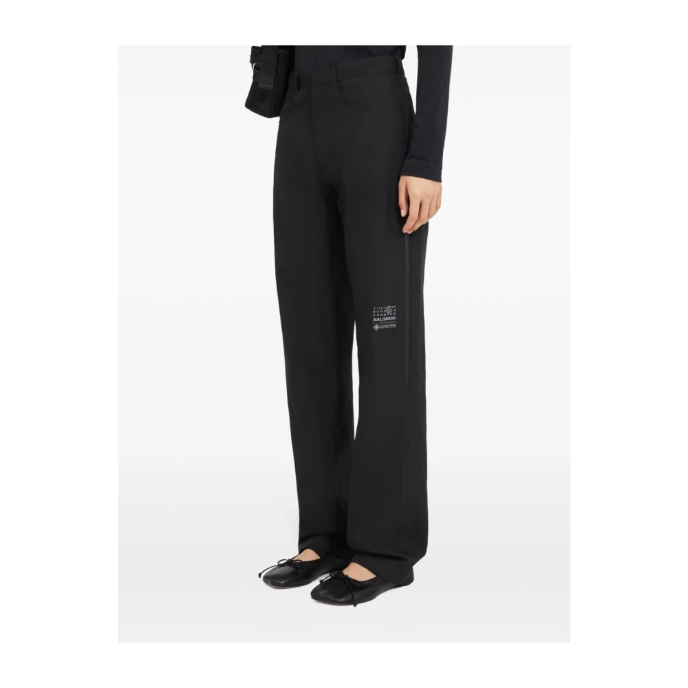 MM6 Maison Margiela Zwarte klassieke broek met logoprint Black Dames