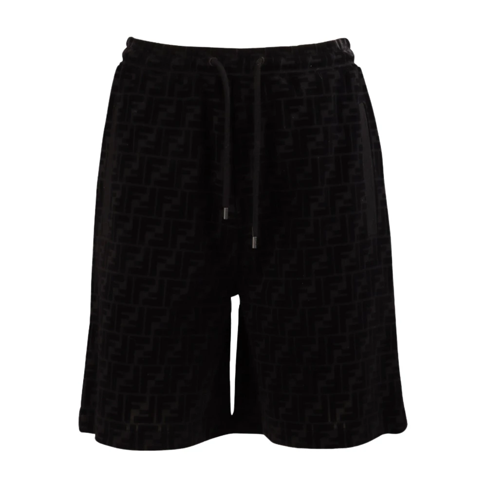 Fendi Zwarte Piqué Bermuda Shorts Black Heren
