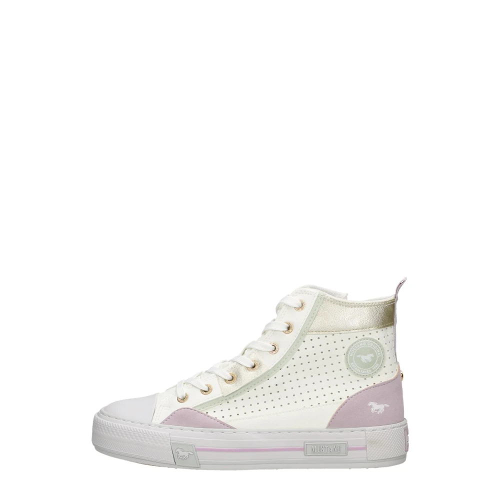 Mustang Veterschoenen Hoog Dames Schoenen Wit