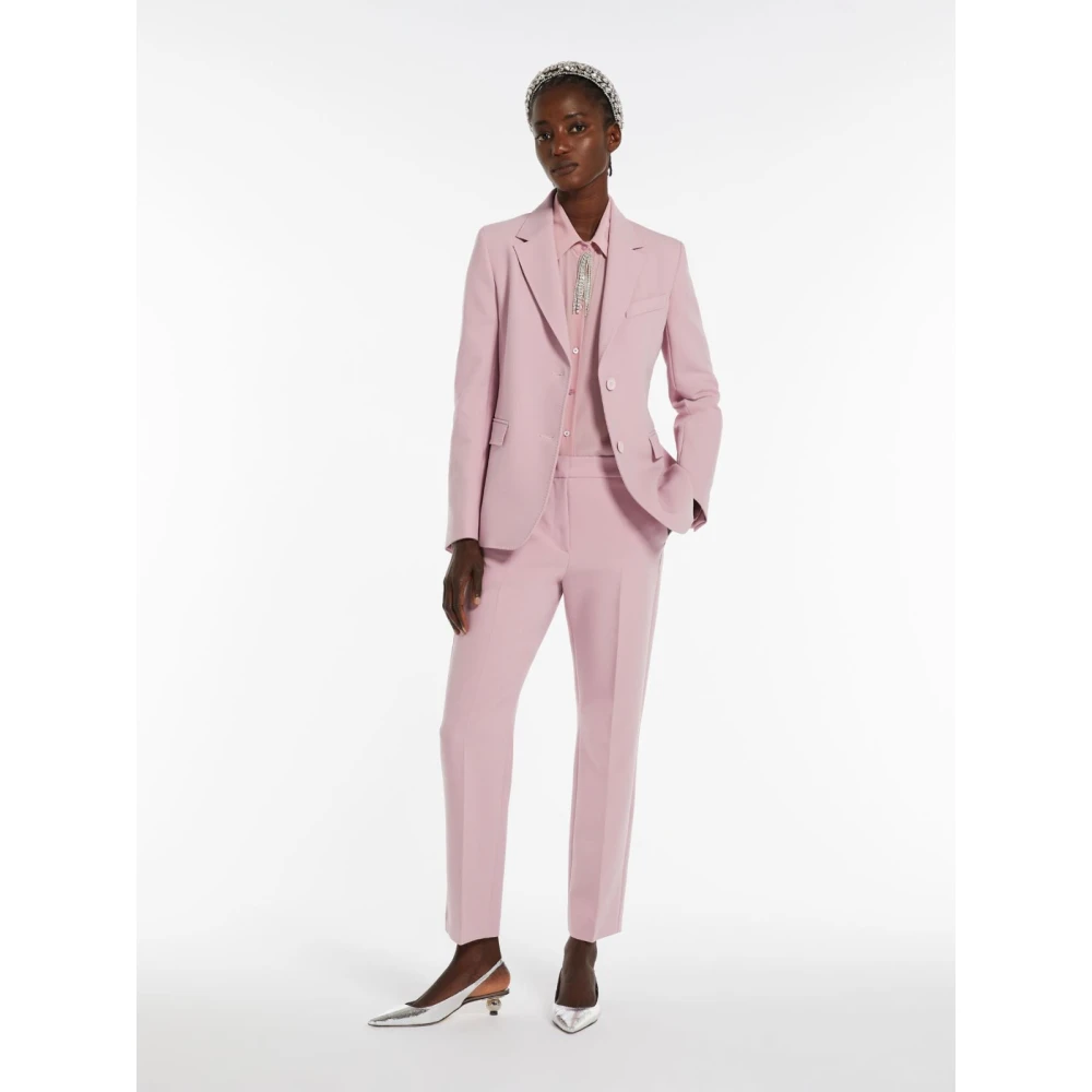 Max Mara Roze Stretch Viscose Broek Pink Dames