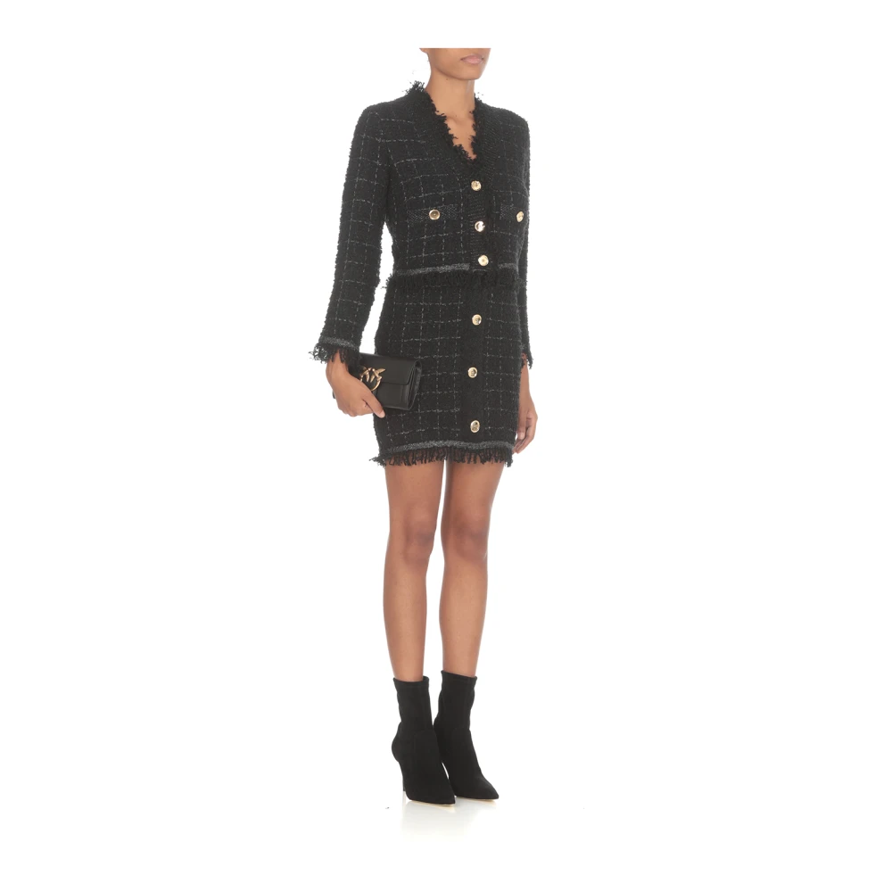 pinko Zwarte Wollen Rok met Franjes Black Dames