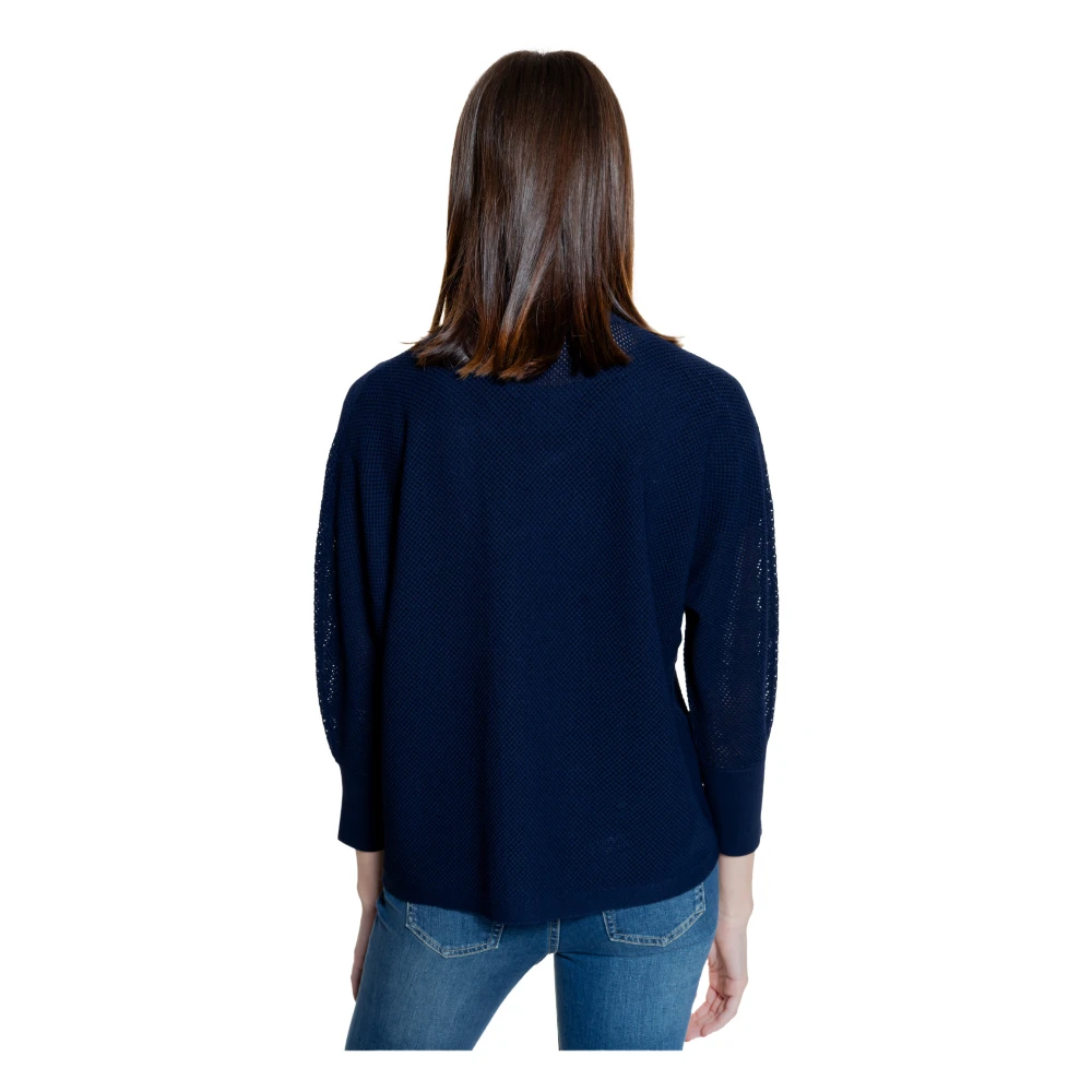 Street One Blauwe V-hals Cardigan Lange Mouw Blue Dames