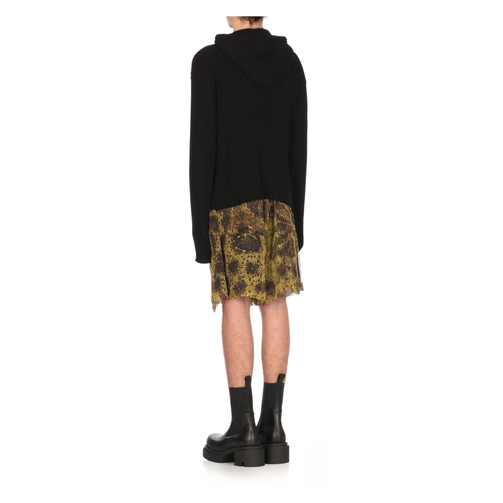 Rick Owens Ribgebreide Hoodie Black Heren