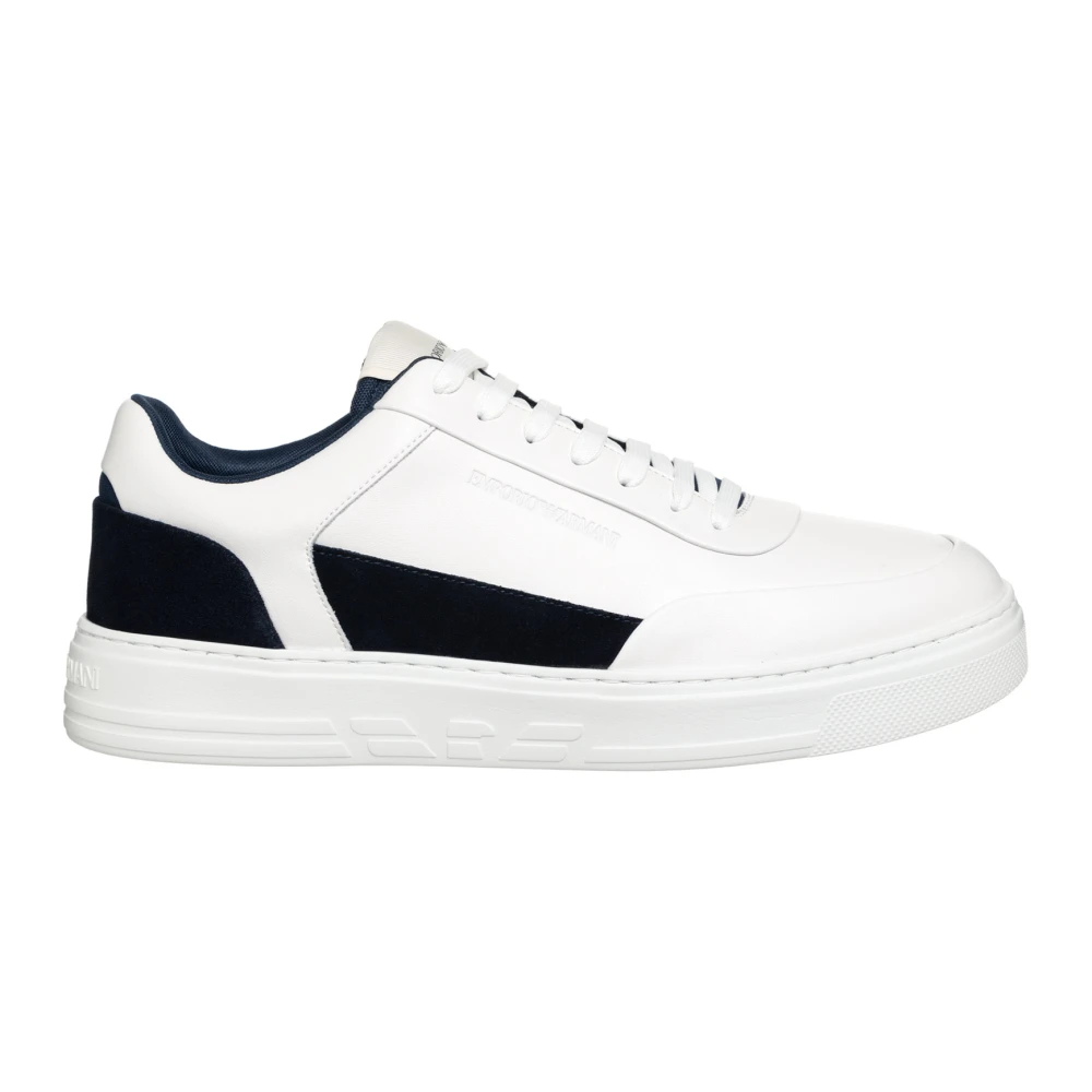 Emporio Armani Vit Flerfärgade Lädersneakers