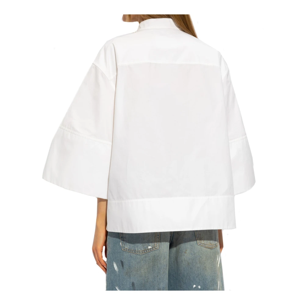 Jil Sander Katoenen overhemd met driekwart mouwen White Dames