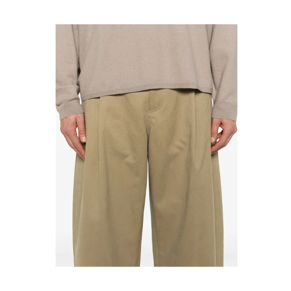 Studio Nicholson Beige Broek met Riem en Zakken Brown Heren