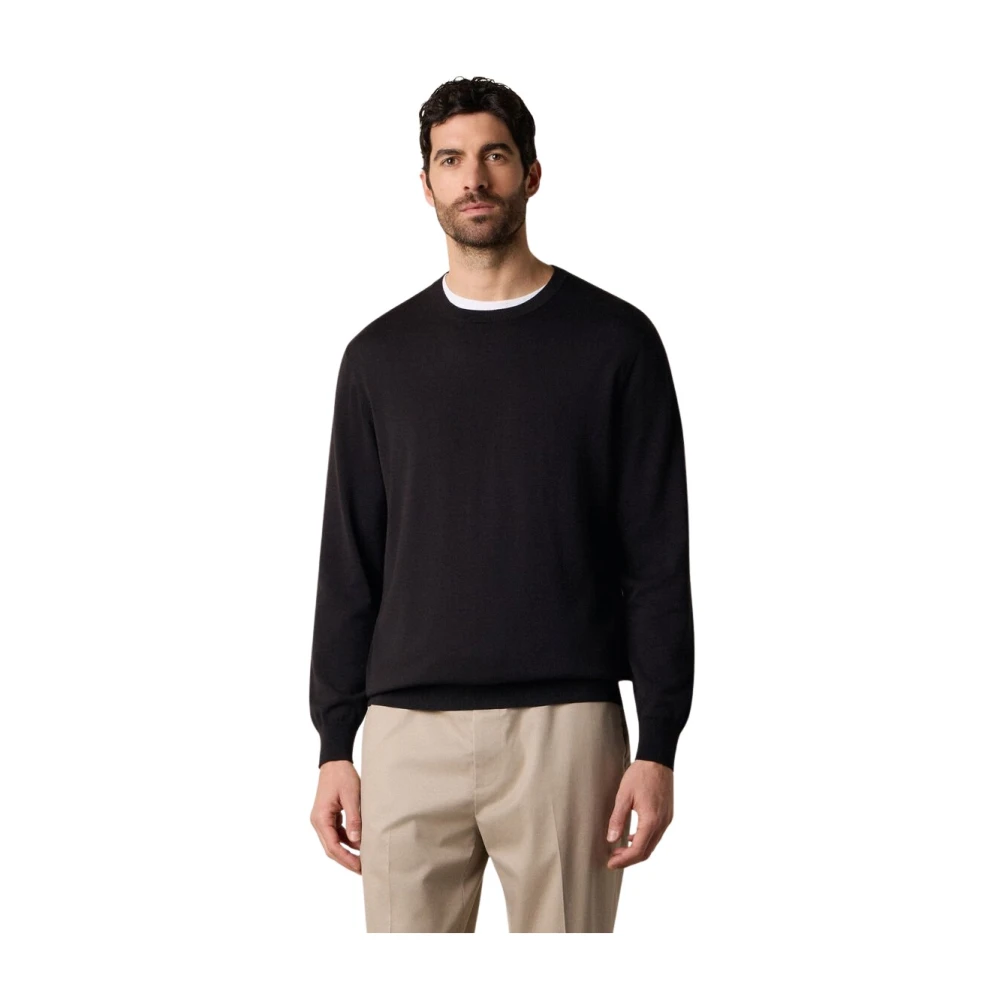 Brooks Brothers Men's Black Round-Neck Knitwear, 2XL, Mercerized Cotton Crewneck Jumper