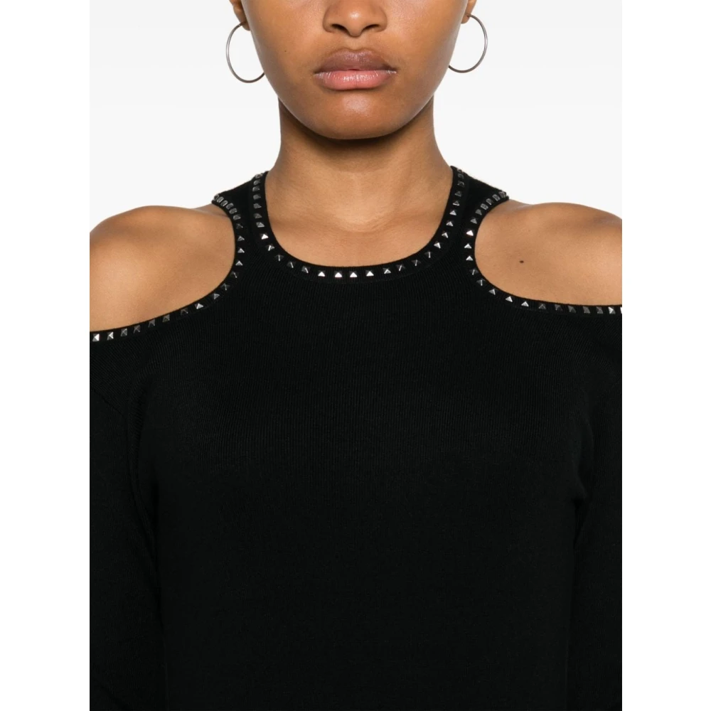 Liu Jo Zwarte Studs Gebreide Jurk Black Dames