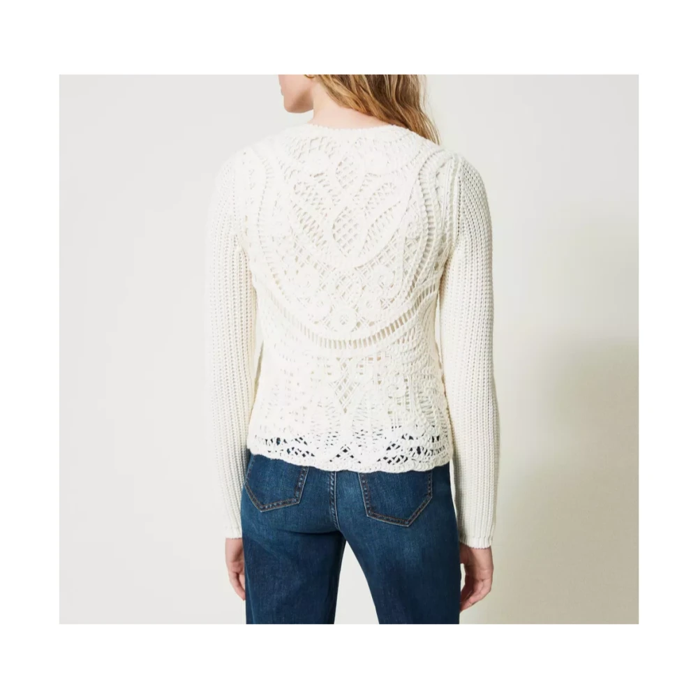 Twinset Gehaakt wollen blend gebreid jasje Beige Dames