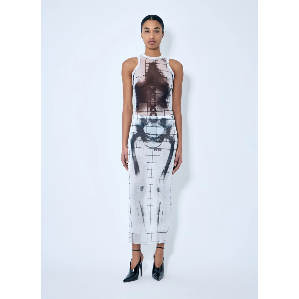 Jean Paul Gaultier Squeletor Mesh Midi Rok Blue Dames