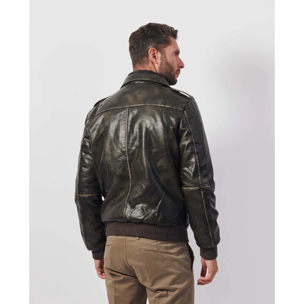 YES ZEE Bruine Bomberjack Gebruikte Stijl Brown Heren