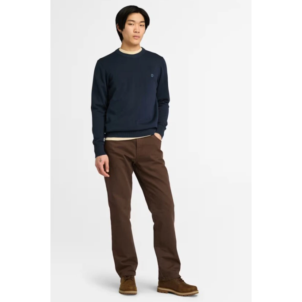 Timberland Geborduurde Crewneck Sweater Blue Heren