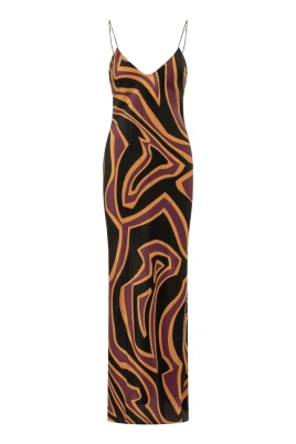 Labirinto Print Crepe de Chine Klänning