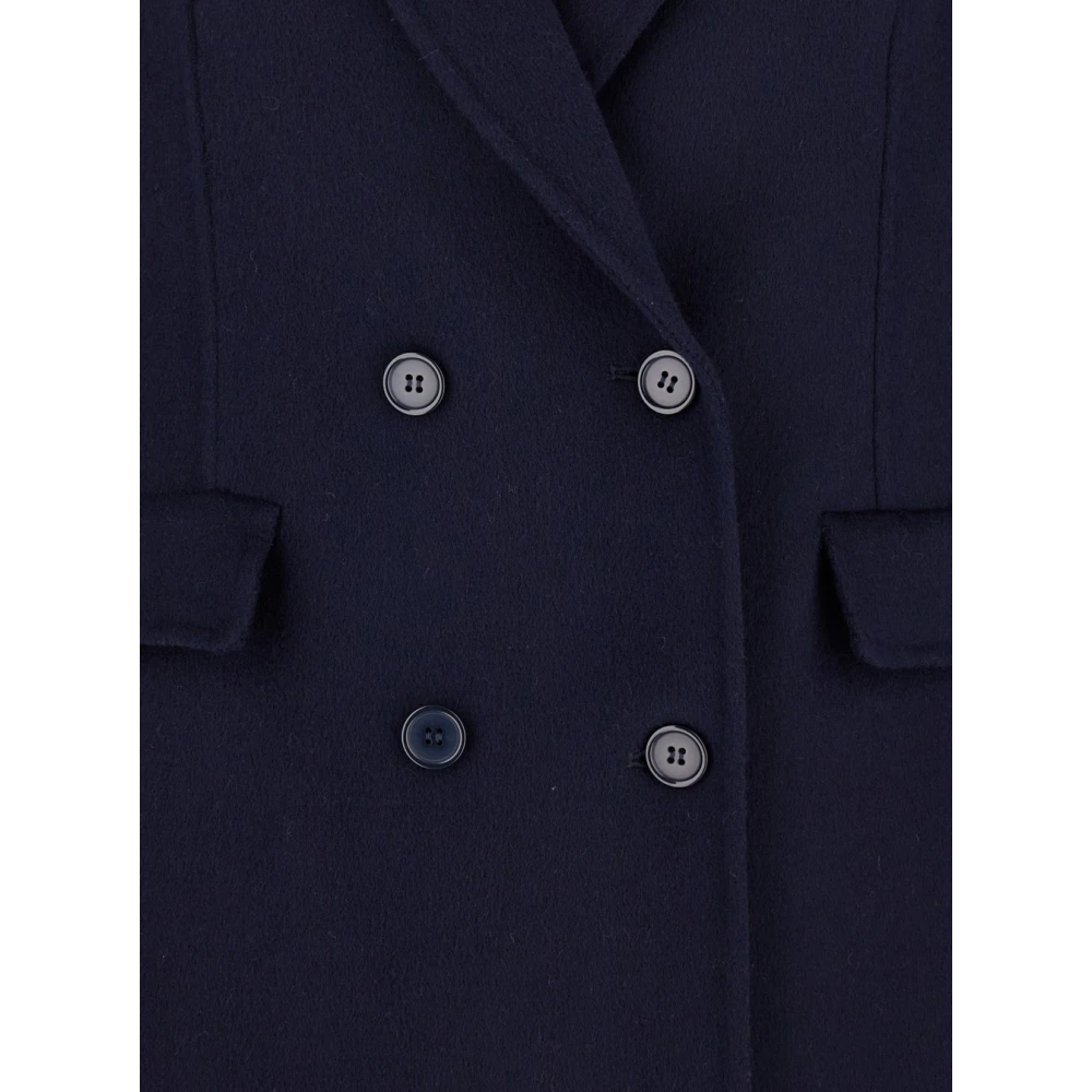 P.a.r.o.s.h. Blauwe Dubbelrijige Wollen Jas Blue Dames
