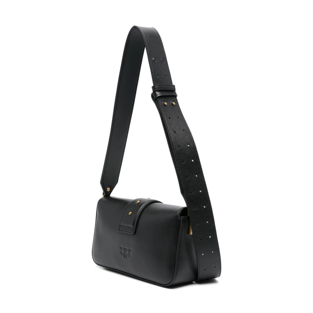 pinko Zwarte en Gouden Schoudertas Black Dames