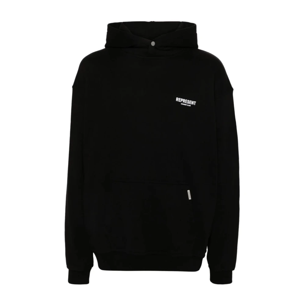 Represent Zwarte Hoodie Katoen Logo Print Black Heren