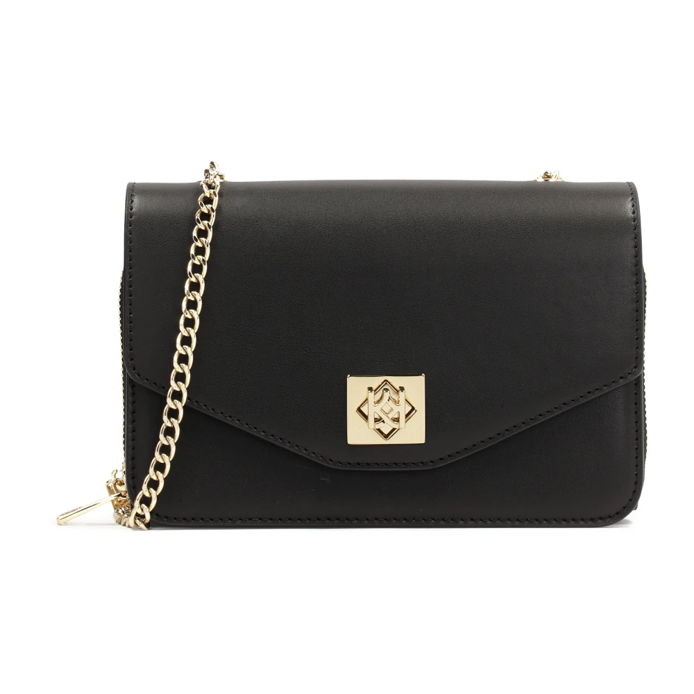 Kazar Zwarte leren ketting messenger tas Black Dames