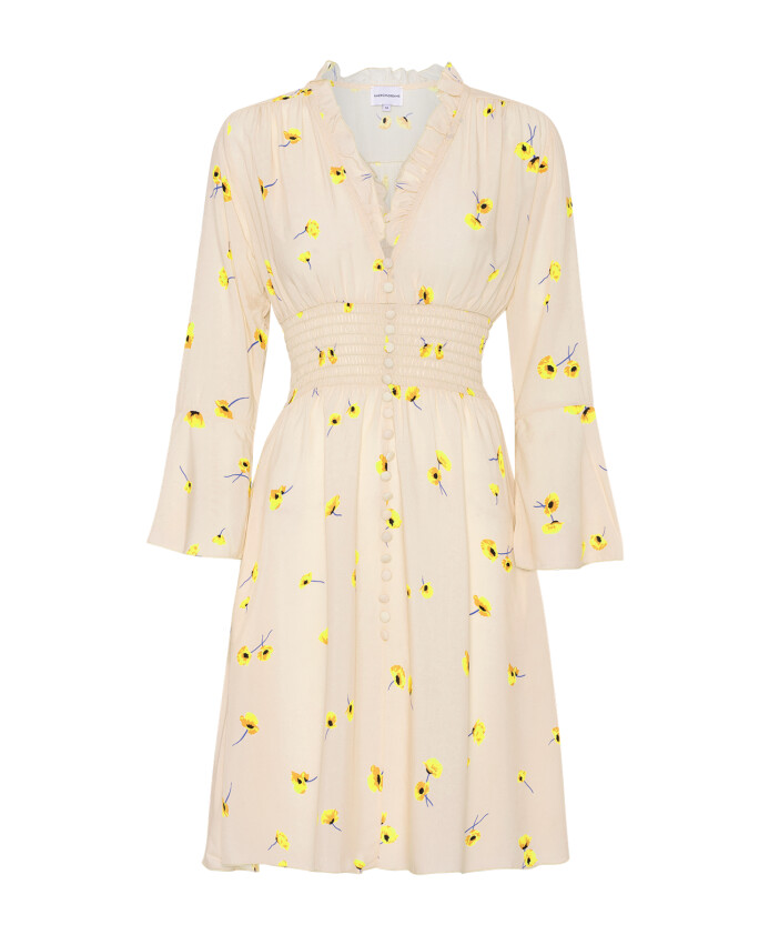 robe-courte-beige-a-fleurs