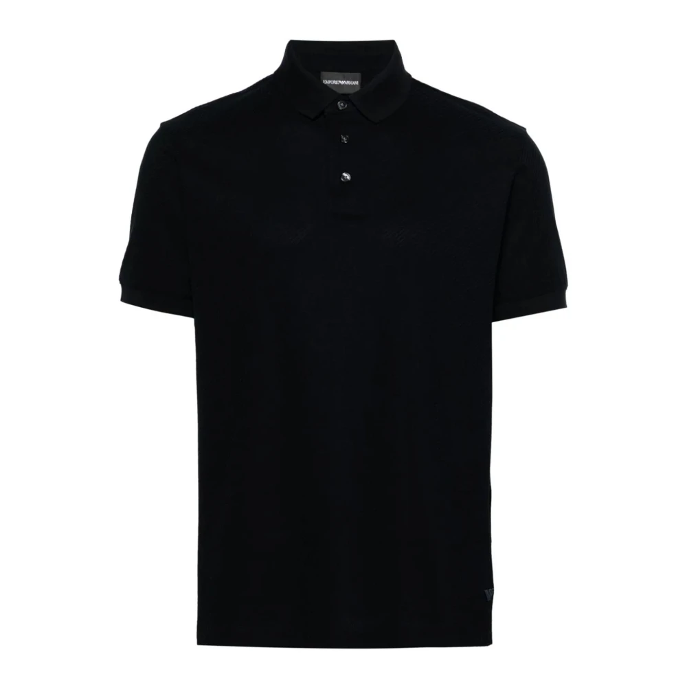 Emporio Armani Blauw Gestreept Katoenen Poloshirt Blue Heren