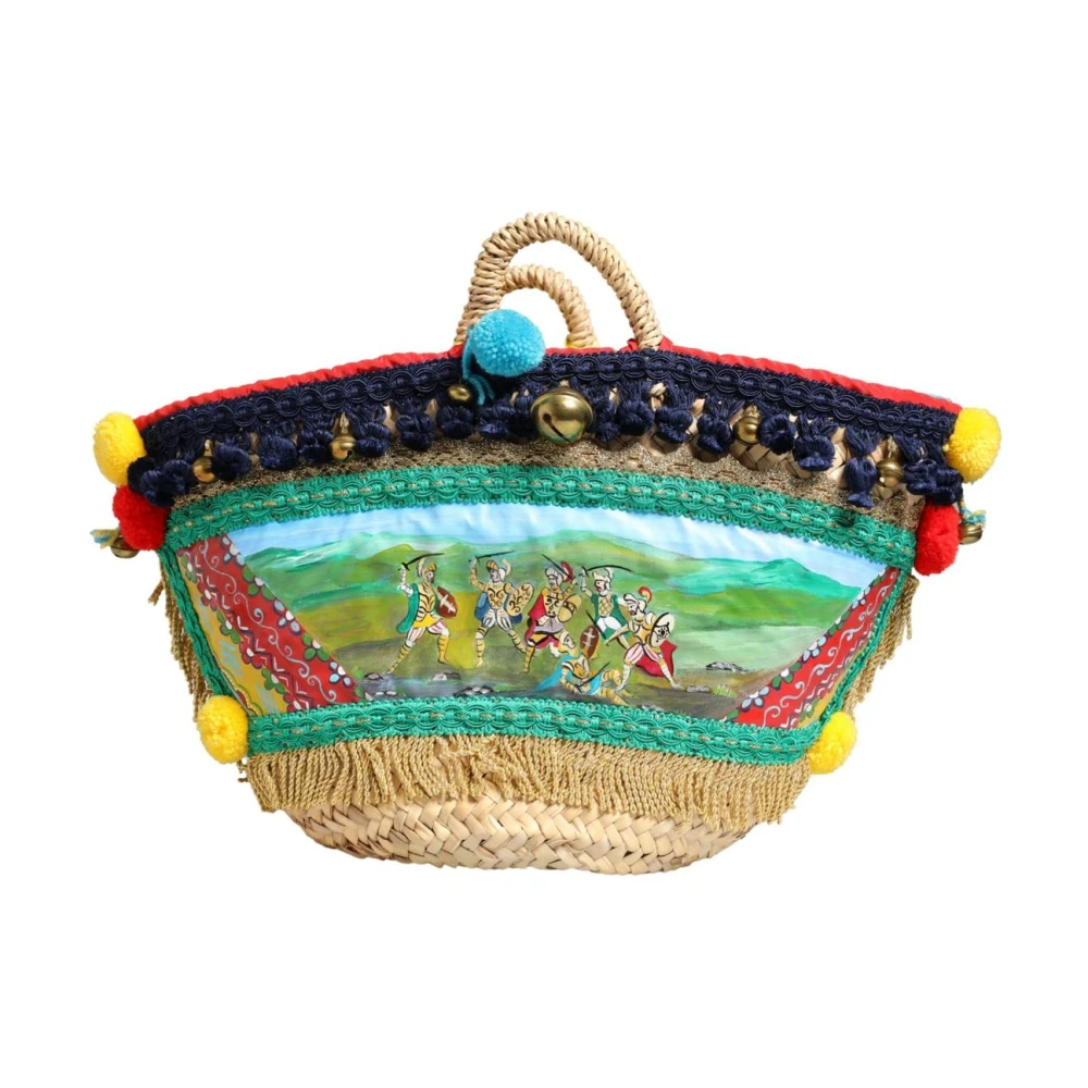 Dolce & Gabbana Women's Woven Straw Basket Embellished Sicily Bag