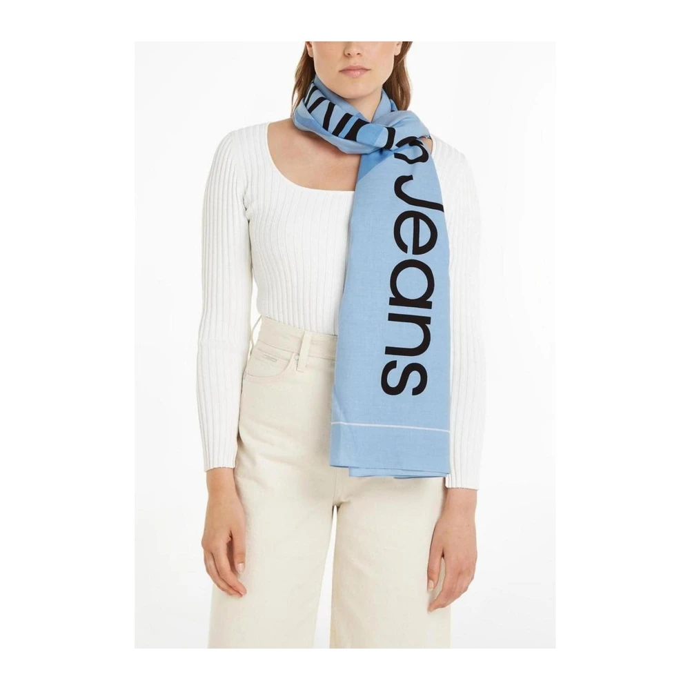 Calvin Klein Pashmina Sjaal Katoen Dames Collectie Blue Dames