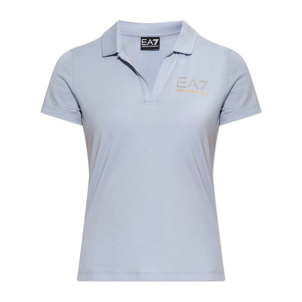 Emporio Armani Ea7 Vrouw Blauw Tops Dames, S, Katoen, Logo Polo