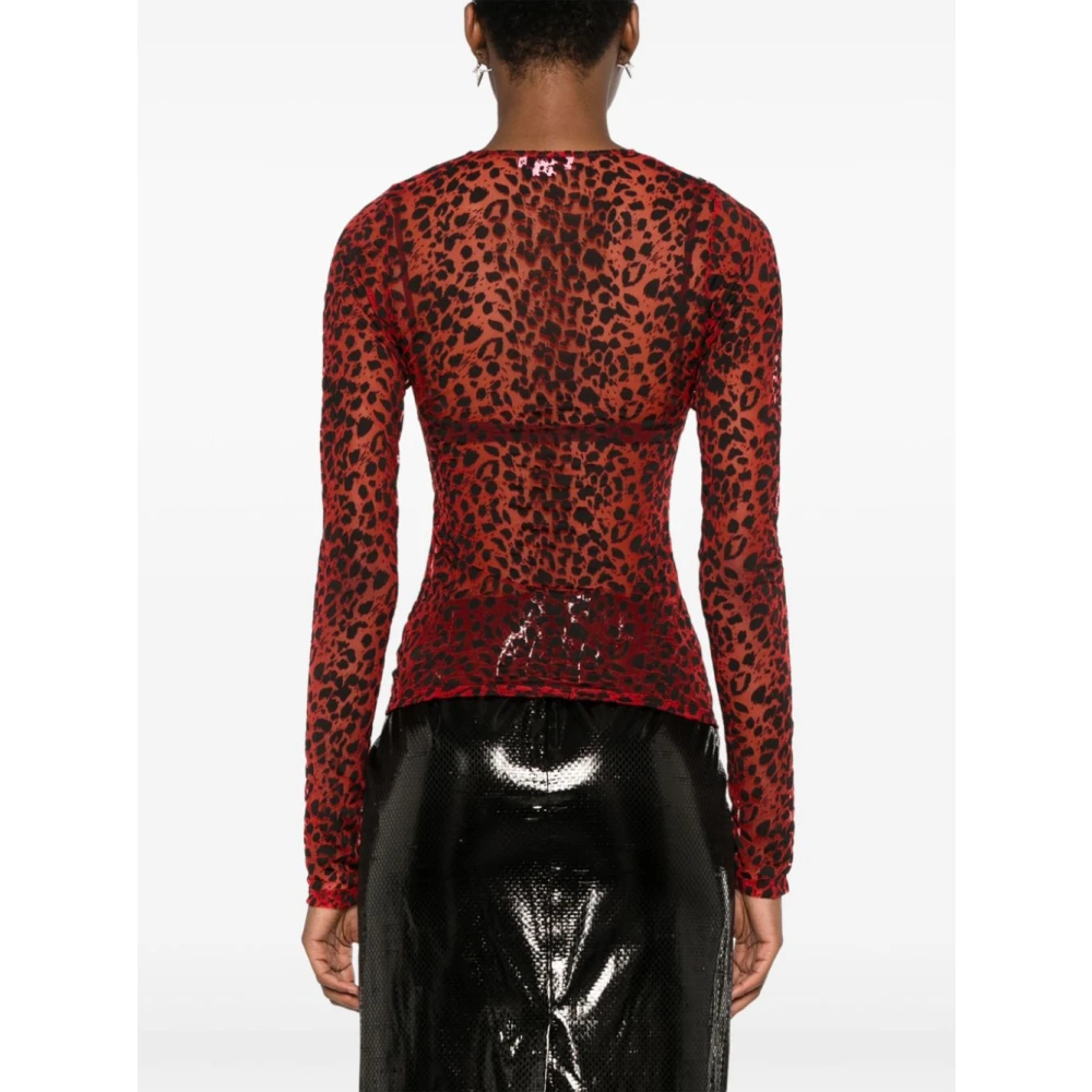 alexander mcqueen Luipaardprint Top Rood Zwart Red Dames